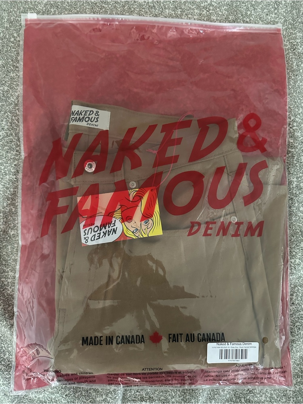 !!BRAND NEW!! Naked and Famous Duck Canvas Khaki Selvedge Pant, size 32 - Picture 6 of 7